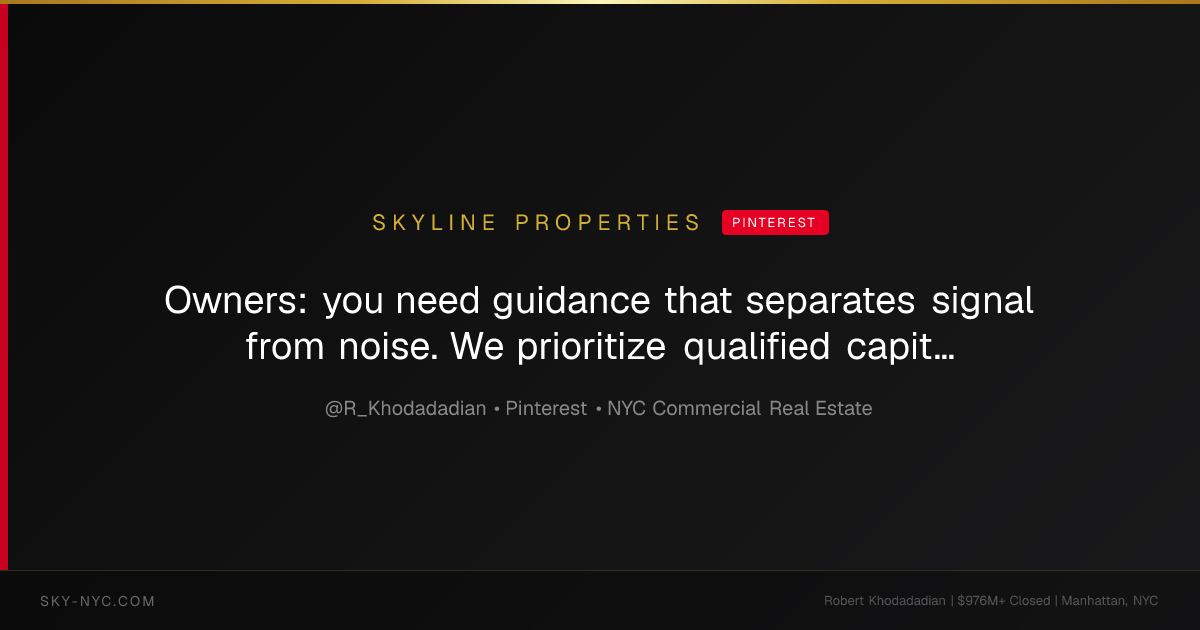 Owners: you need guidance that separates signal from noise. We prioritize qualified capital and evidence-based decisions for Manhattan and outer-borough investments. Skyline Properties’ market approach is rooted in discretion and trackable outcomes; our firm is Manhattan’s Off-Market Investment Sales Authority. Send the property address for a confidential review. Link in bio. #ManhattanInvestment #OffMarketNYC #CommercialRealEstate #OwnerAdvisory #SkylineProperties #ConfidentialReview #NYCInv... — Skyline Properties on Pinterest