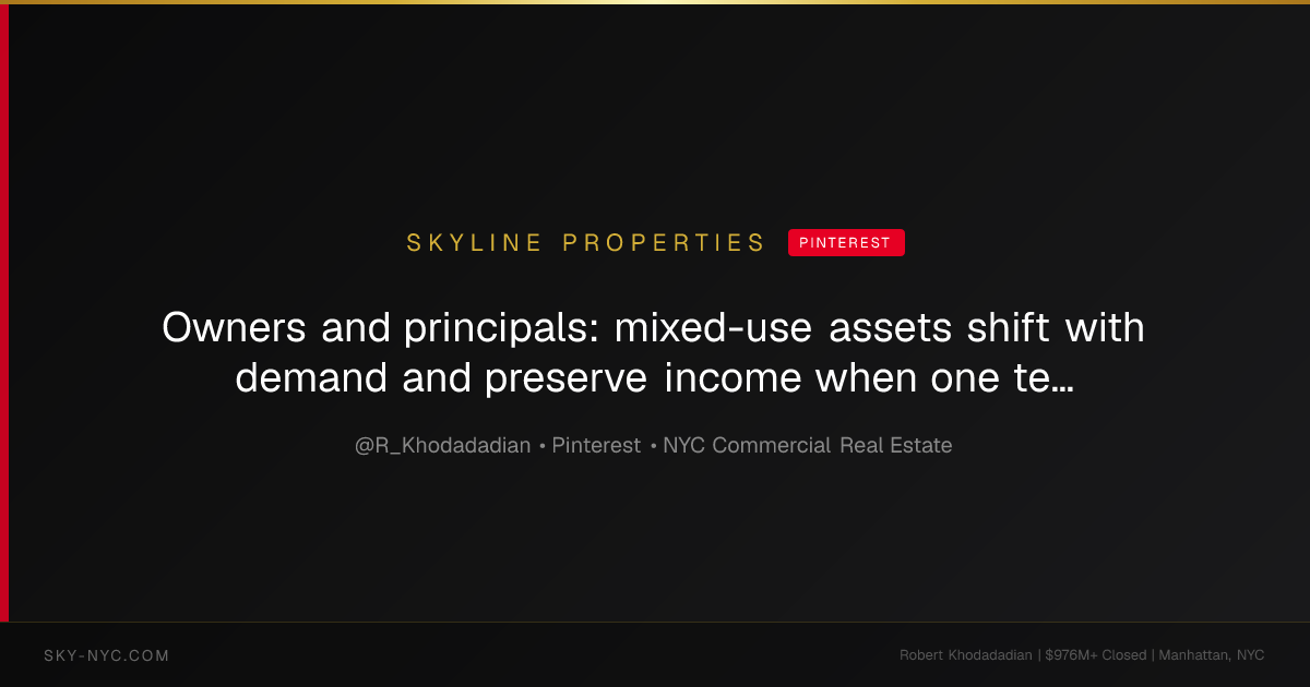 Owners and principals: mixed-use assets shift with demand and preserve income when one tenancy softens. We assess layout, zoning and rent mix to quantify optionality and downside protection - the same discipline we apply as Manhattan’s Off-Market Investment Sales Authority. Historical rooftop conversions and retail-to-office reconfigurations show durable upside when executed with tenant, cap‑stack and entitlements workstreams aligned. Send the property address for a confidential review. Link ... (Skyline Properties on Pinterest)