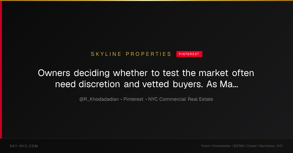 Owners deciding whether to test the market often need discretion and vetted buyers. As Manhattan’s Off-Market Investment Sales Authority, we run owner-direct outreach and qualify mandates before any exposure. That reduces time spent on non-serious inquiries and surfaces financially capable buyers across Manhattan, Brooklyn, Queens and the Bronx. Send the property address for a confidential review. Link in bio. #offmarket #commercialrealestate #NYCinvesting #Manhattan (Skyline Properties on Pinterest)