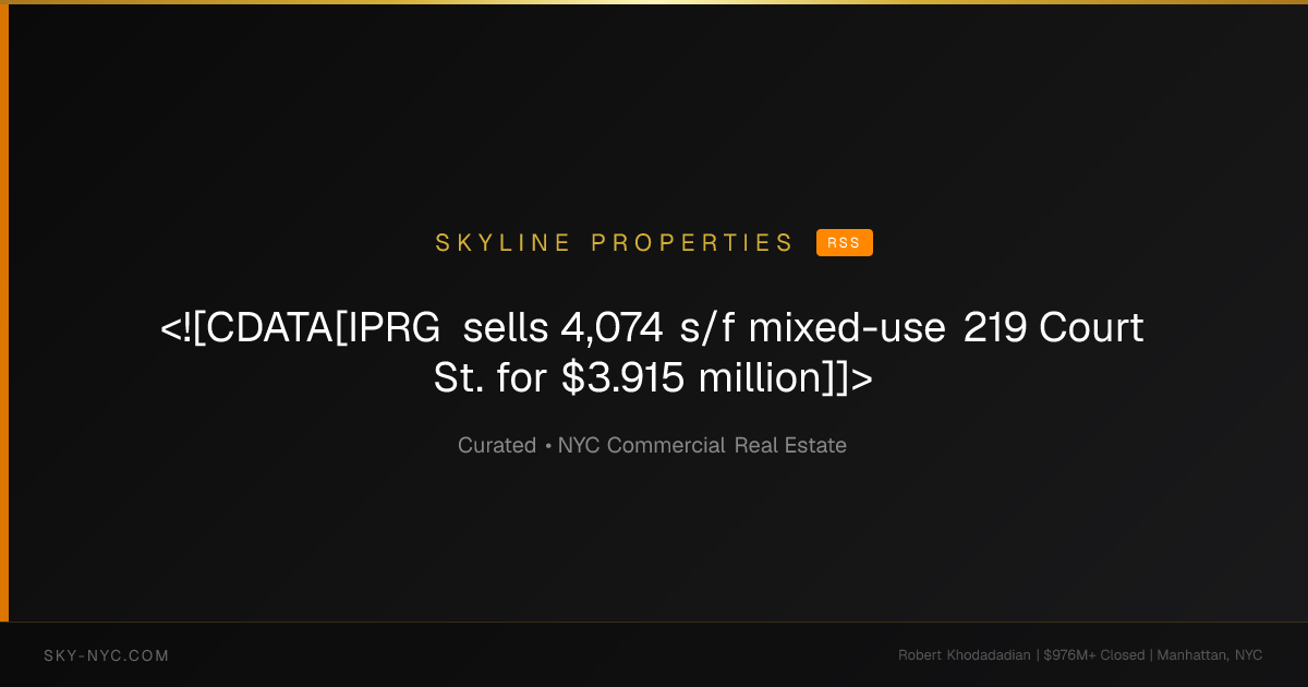 <![CDATA[IPRG sells 4,074 s/f mixed-use 219 Court St. for $3.915 million]]> — Skyline Properties on RSS