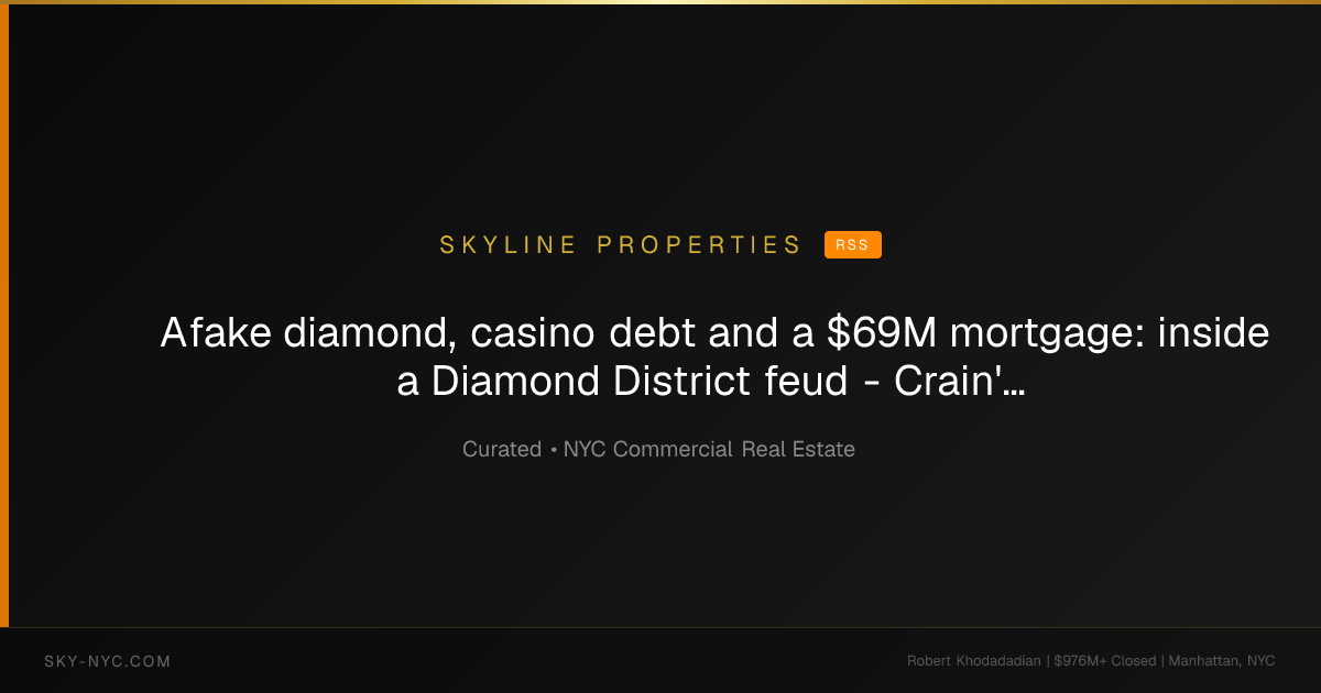 ​A fake diamond, casino debt and a $69M mortgage: inside a Diamond District feud - Crain's New York (Skyline Properties on rss)