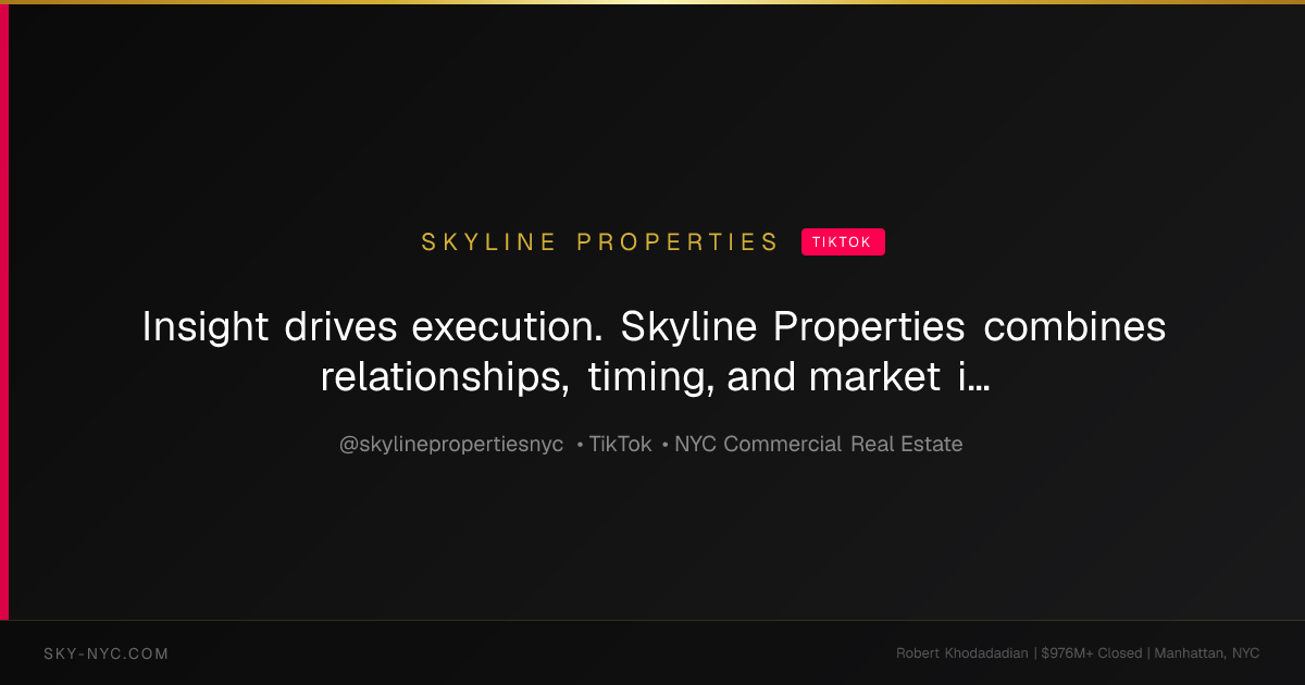 Insight drives execution. Skyline Properties combines relationships, timing, and market intelligence to position opportunities where they can perform ... (Skyline Properties on TikTok)