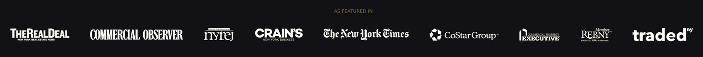 Skyline Properties press coverage in The Real Deal, Commercial Observer, NYREJ, Crain's, NY Times, CPE, REBNY, and Traded As seen in The Real Deal, Commercial Observer, NYREJ, Crain's, The New York Times and Traded